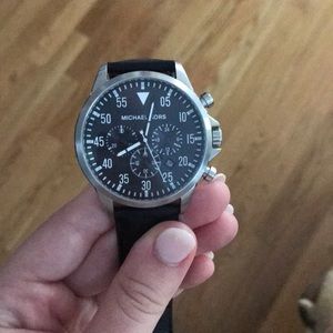 Black Leather Michael Kors Watch